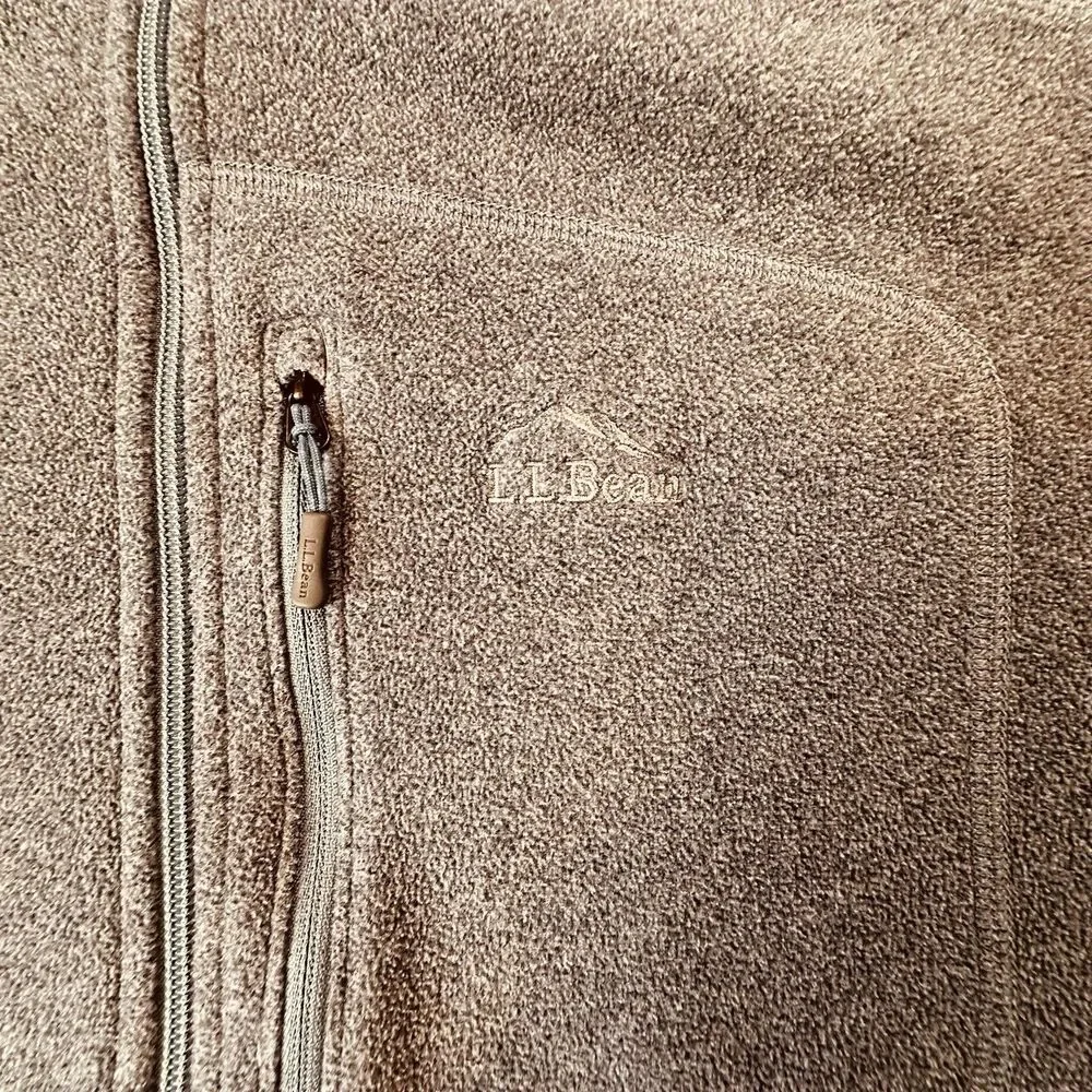 LL Bean Mens Sweater Fleece Full Zip Jacket Gray Slightly Fitted M
